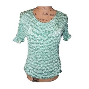 Magic Bubble Popcorn Crinkle Short Sleeve Top Shirt